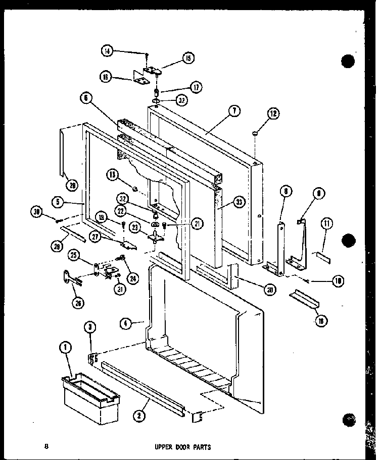 Upper Door Parts Diagram and Parts List for TC18E-L-P74660-14WL  Amana Refrigerator