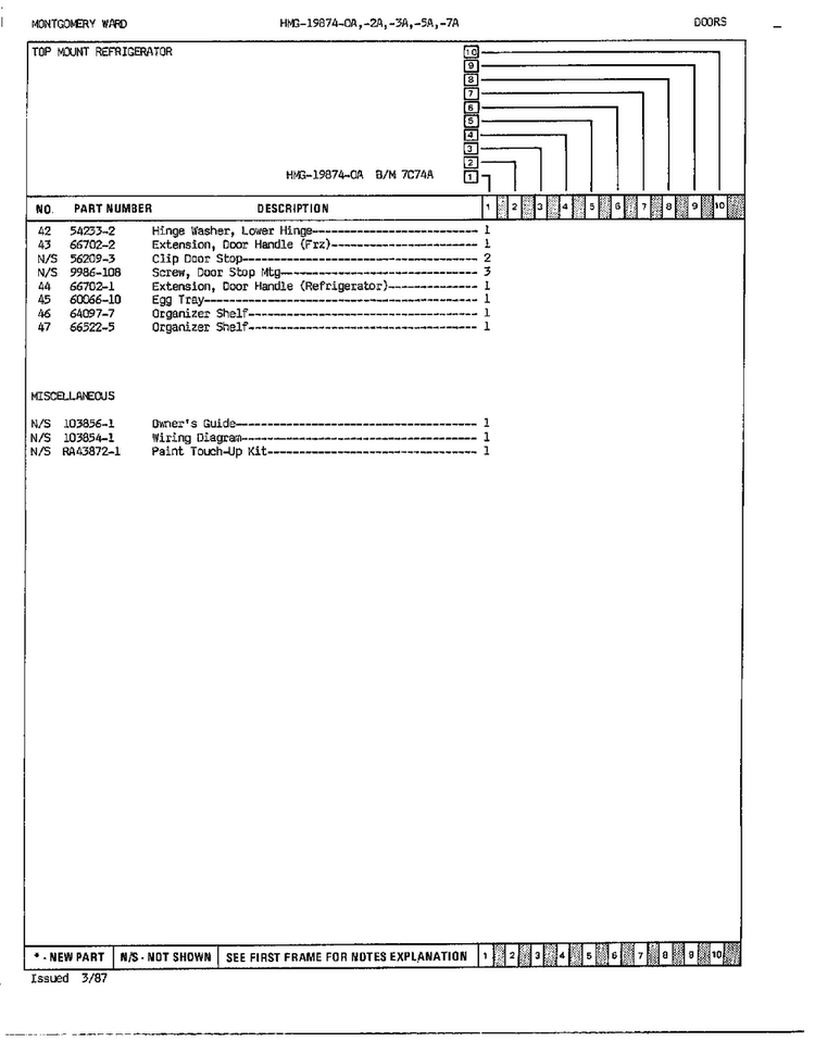Doors Page 3 Diagram and Parts List for 19874A  Admiral Refrigerator