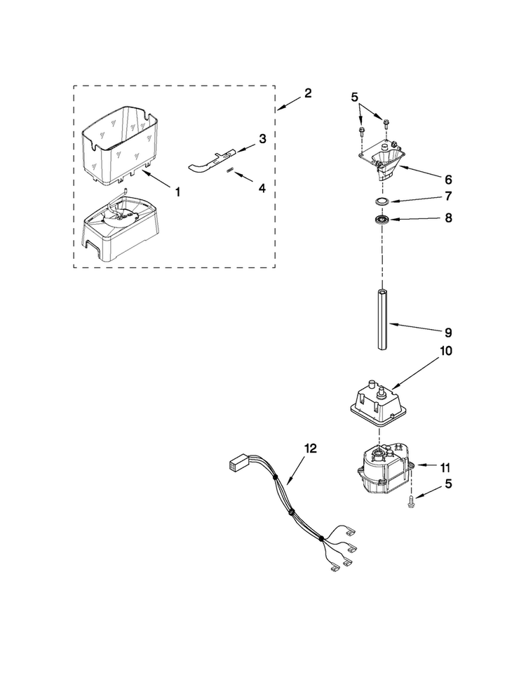 Motor And Ice Container Parts Diagram and Parts List for MSD2559XEM04  Maytag Refrigerator