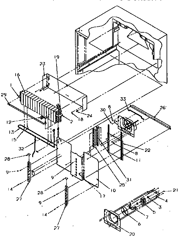 Evaporator Area Diagram and Parts List for TR21S4E-P1196103WE  Amana Refrigerator
