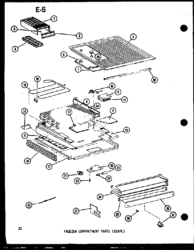 Freezer Compartment Parts Diagram and Parts List for TM14E-P74645-11W  Amana Refrigerator