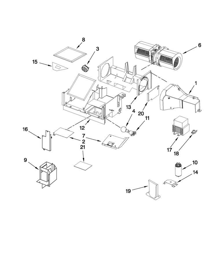 Air Flow Parts Diagram and Parts List for YJMV8208WS0  Jenn-Air Microwave