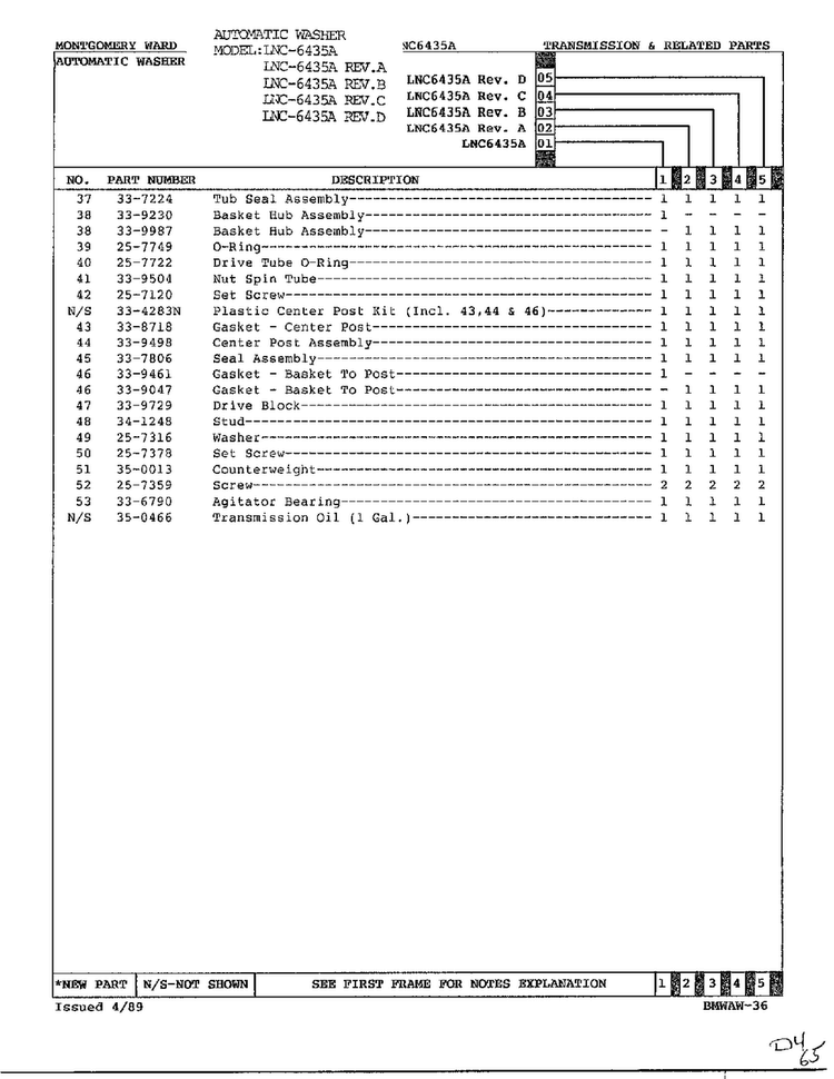 Transmission And Related Parts Page 3 Diagram and Parts List for 6435A  Norge Washer