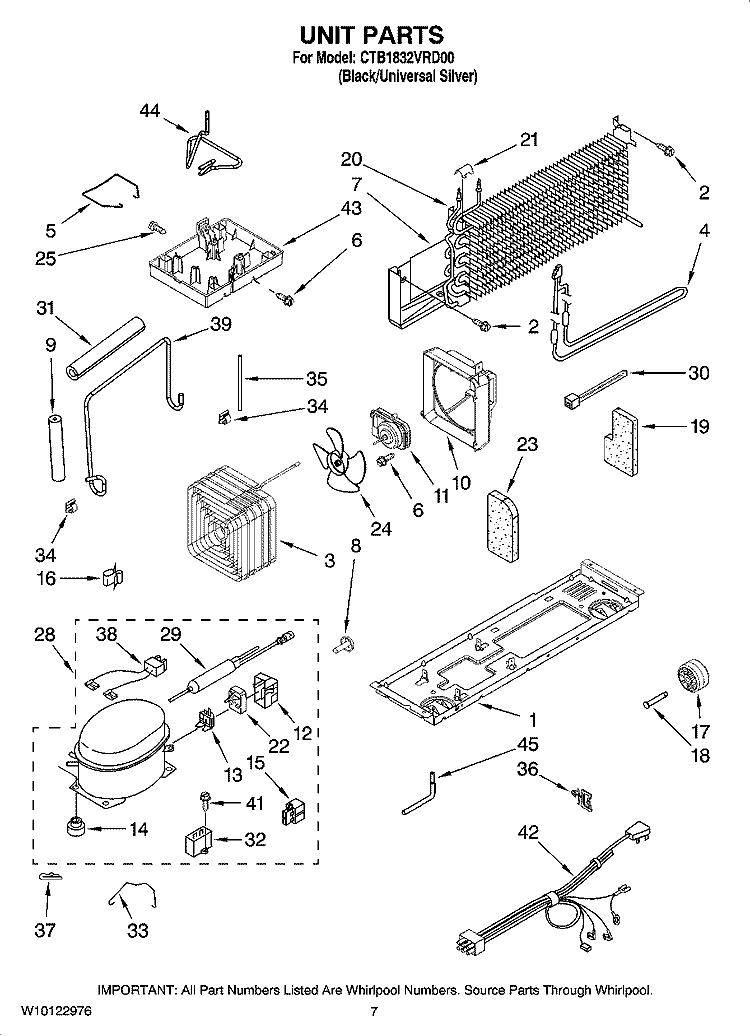 UNIT PARTS Diagram and Parts List for CTB1832VRD00  Magic Chef Refrigerator