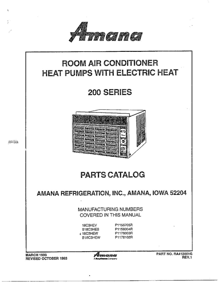 Room Air Conditioner/front Cover Diagram and Parts List for 5786  Amana Air Conditioner