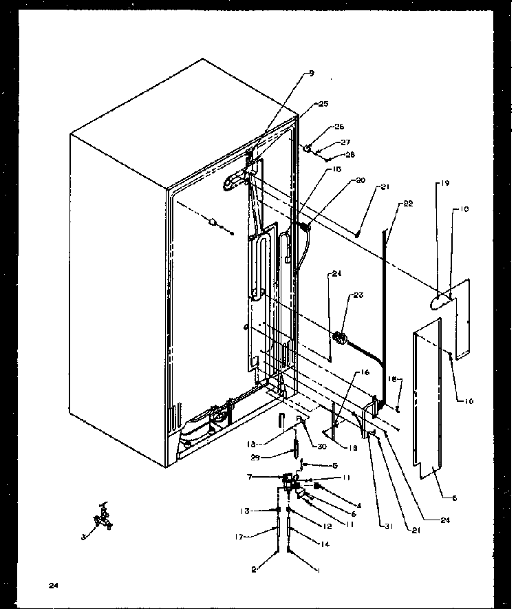 Cabinet Back Diagram and Parts List for SXDE27NPL-P1162204WL  Amana Refrigerator