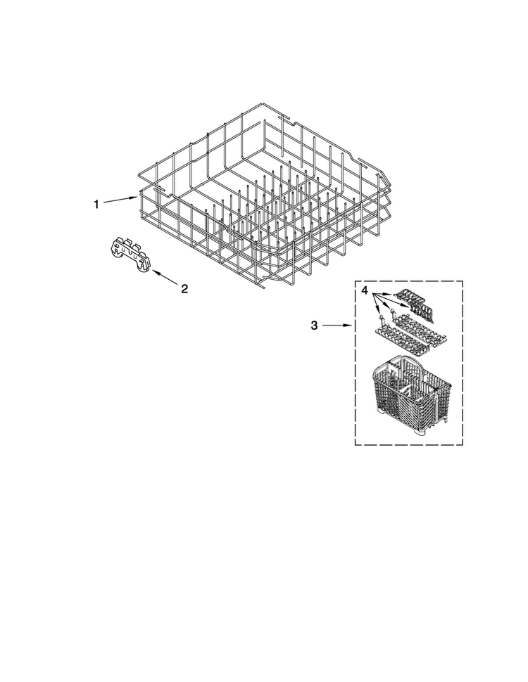 Lower Rack Parts Diagram and Parts List for MDB7609AWB0  Maytag Dishwasher