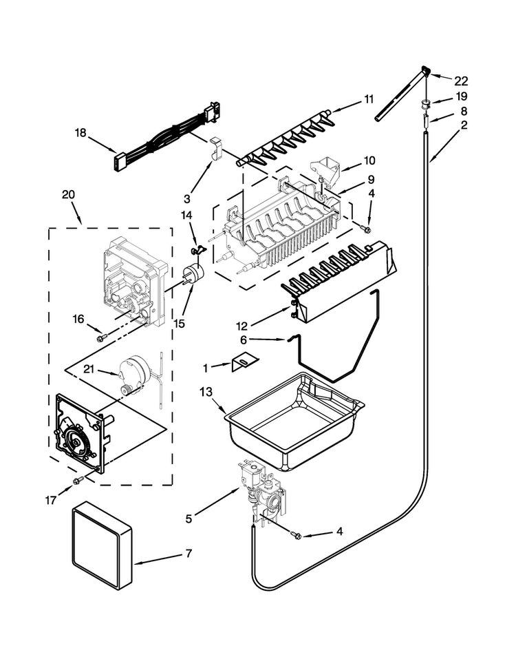 Icemaker Parts Diagram and Parts List for MFF2258DEH00  Maytag Refrigerator