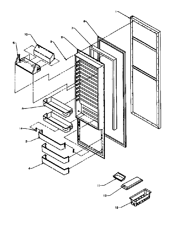 Ref Door Diagram and Parts List for 2599CIWEA-P1170601WL  Amana Refrigerator