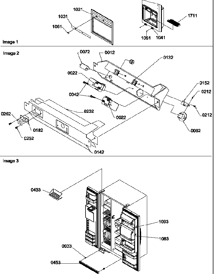 Facade Dispnsr Cover/electronic Brcket Assy/toe Grille Diagram and Parts List for SBD522VE-P1320303WE  Amana Refrigerator