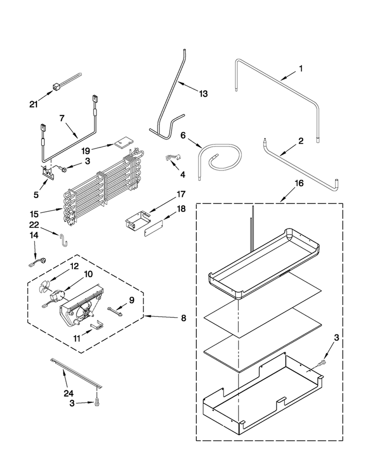 Lower Unit And Tube Parts Diagram and Parts List for JB36SSFXLA00  Jenn-Air Refrigerator