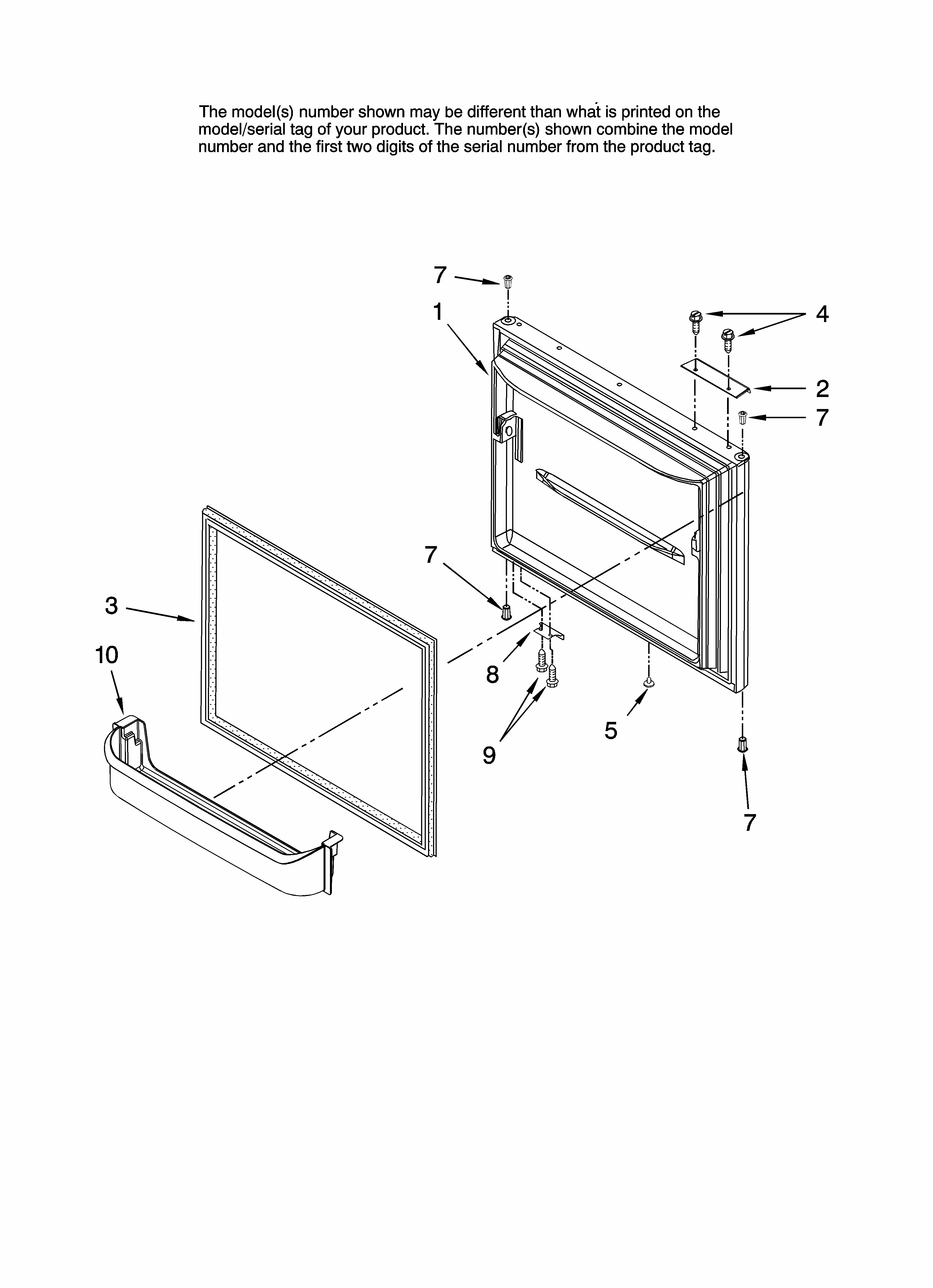 Freezer Door Parts Diagram and Parts List for GB1924PEKW12  Maytag Refrigerator