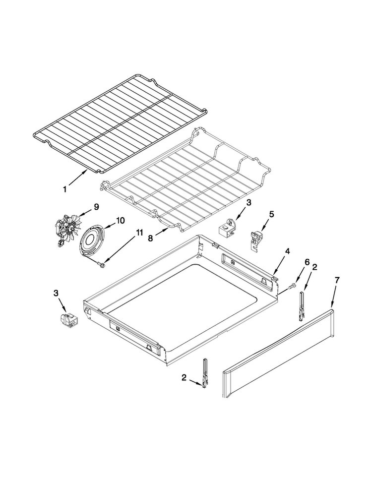 Internal Oven Parts Diagram and Parts List for MGR8775AB1  Maytag Range