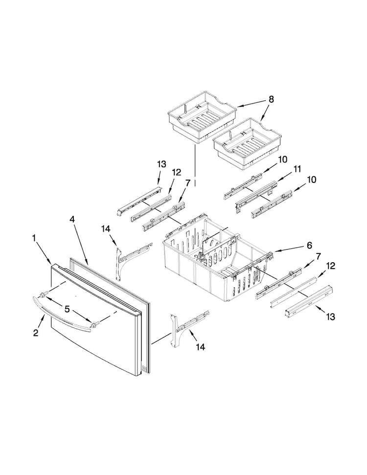 Freezer Door Parts Diagram and Parts List for MFI2269VEB8  Maytag Refrigerator