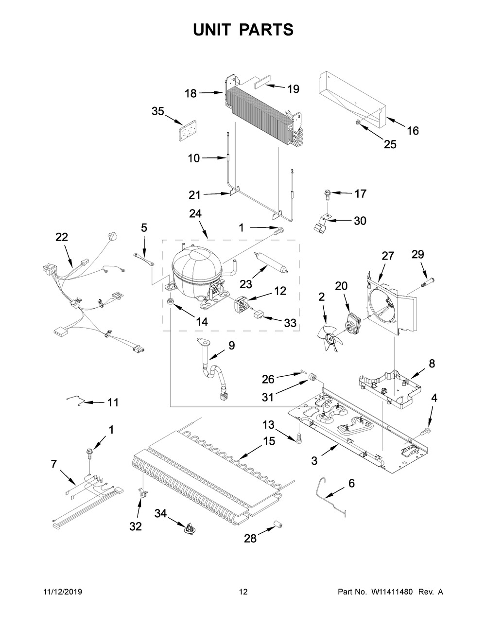 Unit Parts Diagram and Parts List for MFF2558FEZ04  Maytag Refrigerator