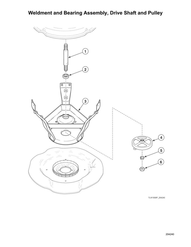 Weldment/Bearing Assembly/Drive Shaft/Pulley Diagram and Parts List for AWNE9RSN115TW01  Speed Queen Washer