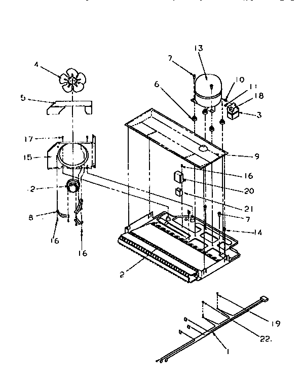 Compressor Compartment Diagram and Parts List for TR21S4L-P1196104WL  Amana Refrigerator