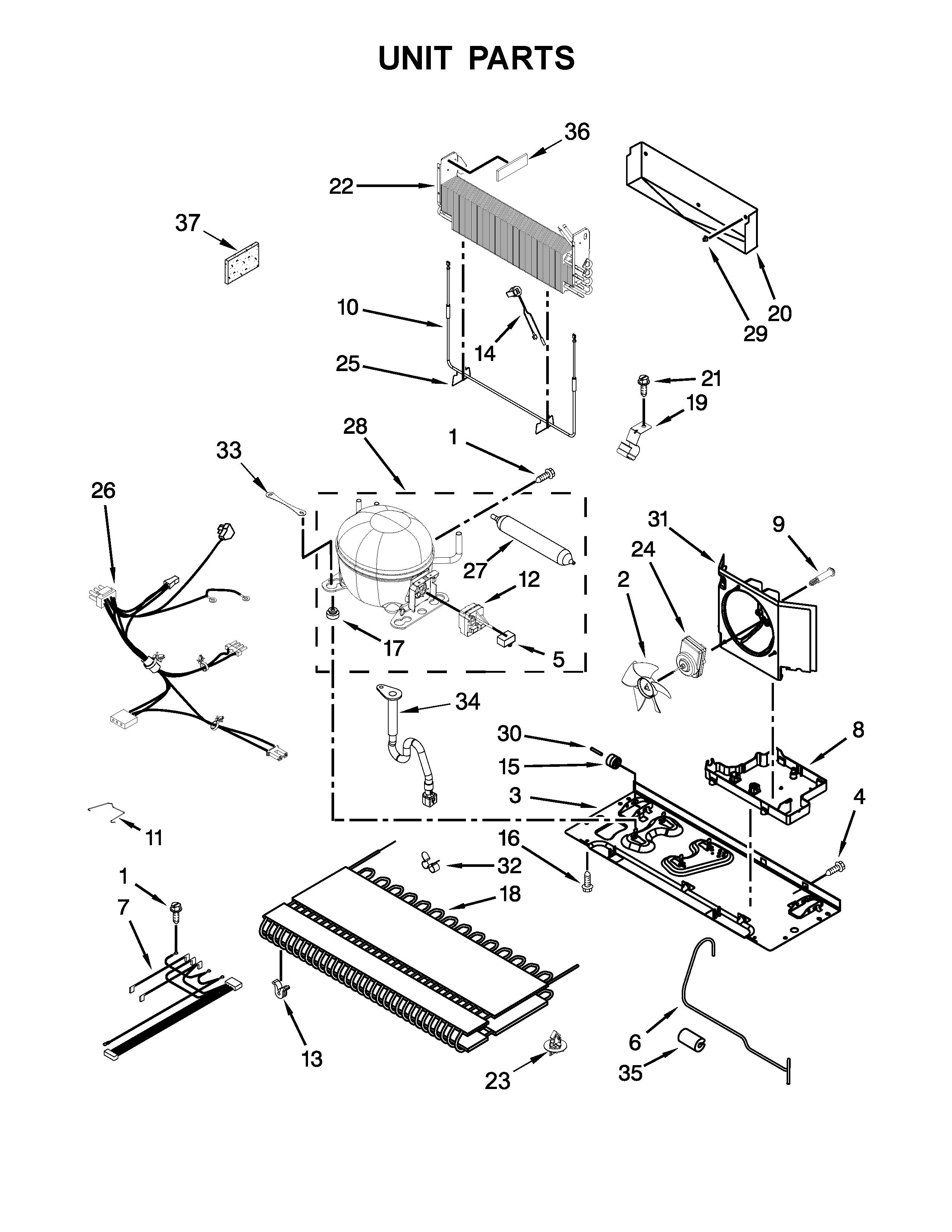 Unit Parts Diagram and Parts List for MFI2269DRH00  Maytag Refrigerator