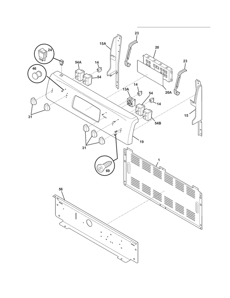 Backguard Diagram and Parts List for CRE3880LWG  Crosley Range