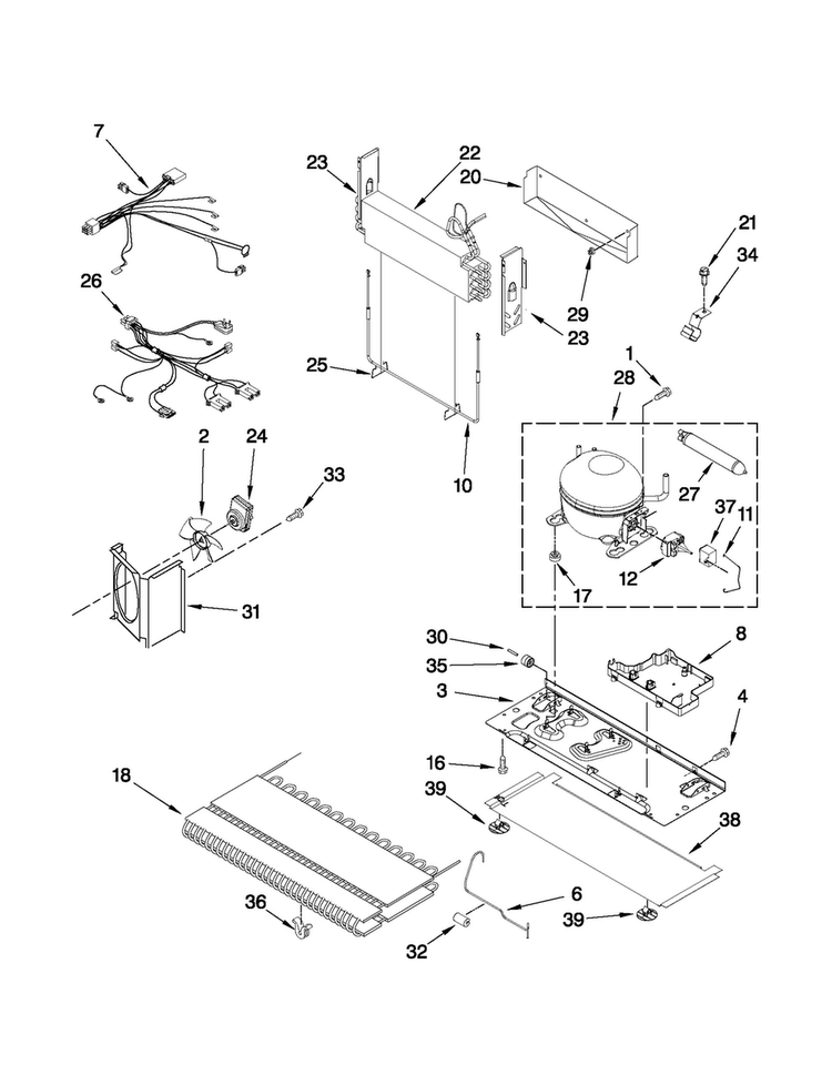 Unit Parts Diagram and Parts List for MFF2558VEB4  Maytag Refrigerator