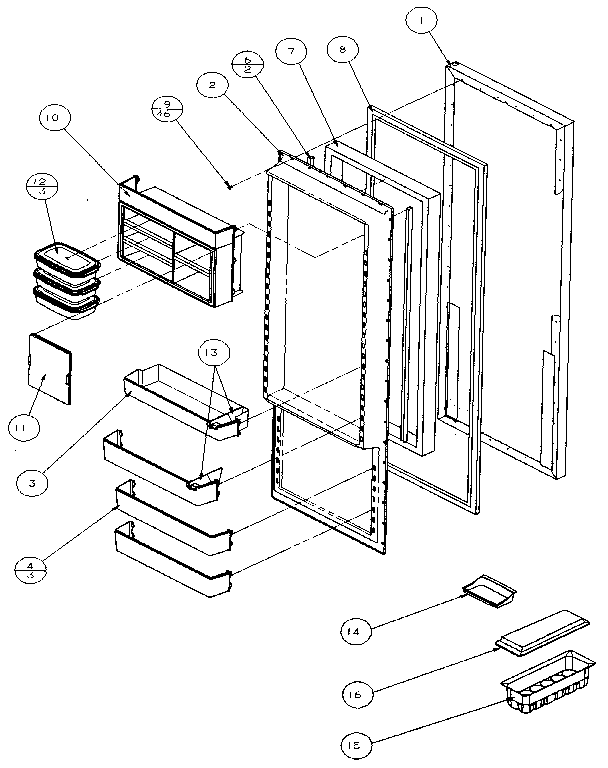 Refrigerator Door Diagram and Parts List for 36541-P1121702W  Amana Refrigerator