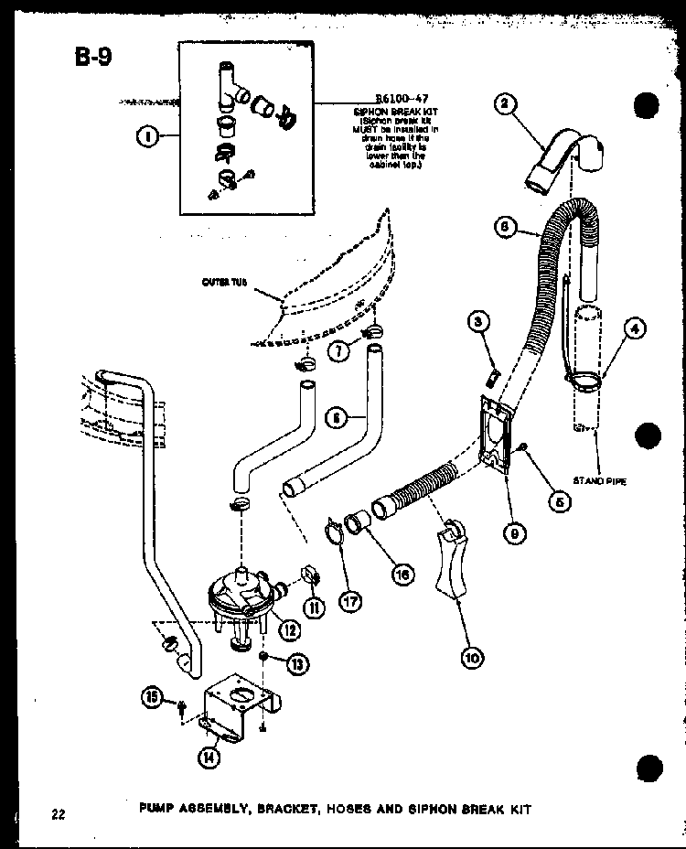 Pump Assembly Diagram and Parts List for TAA200 P75751-13W Amana Washer