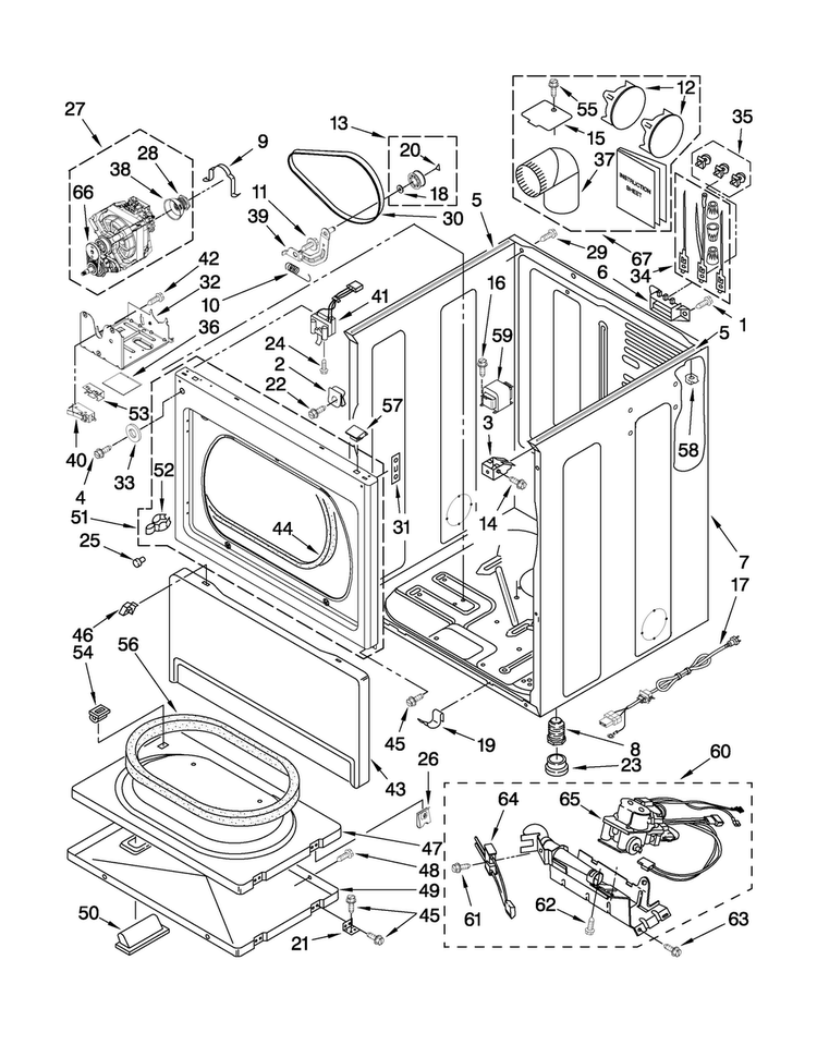 Cabinet Parts Diagram and Parts List for MDG17CSBGW0  Maytag Dryer