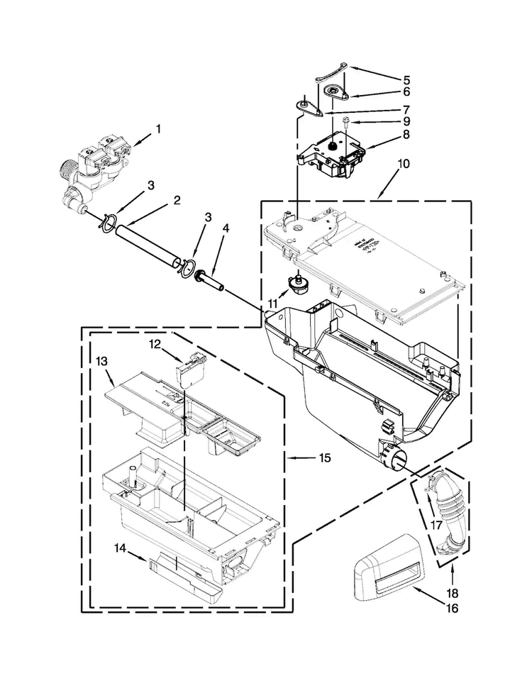 Dispenser Parts Diagram and Parts List for MHW6000XR2  Maytag Washer