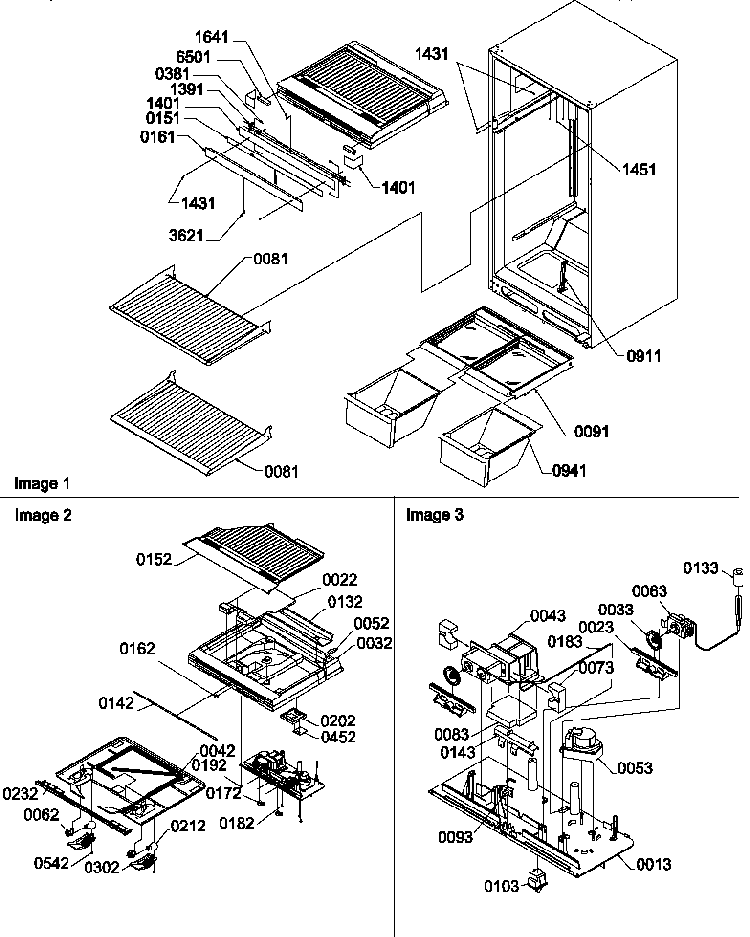 Interior Cabinet/drain Block And Control Assembly Diagram and Parts List for TC18V2L-P1318004WL  Amana Refrigerator