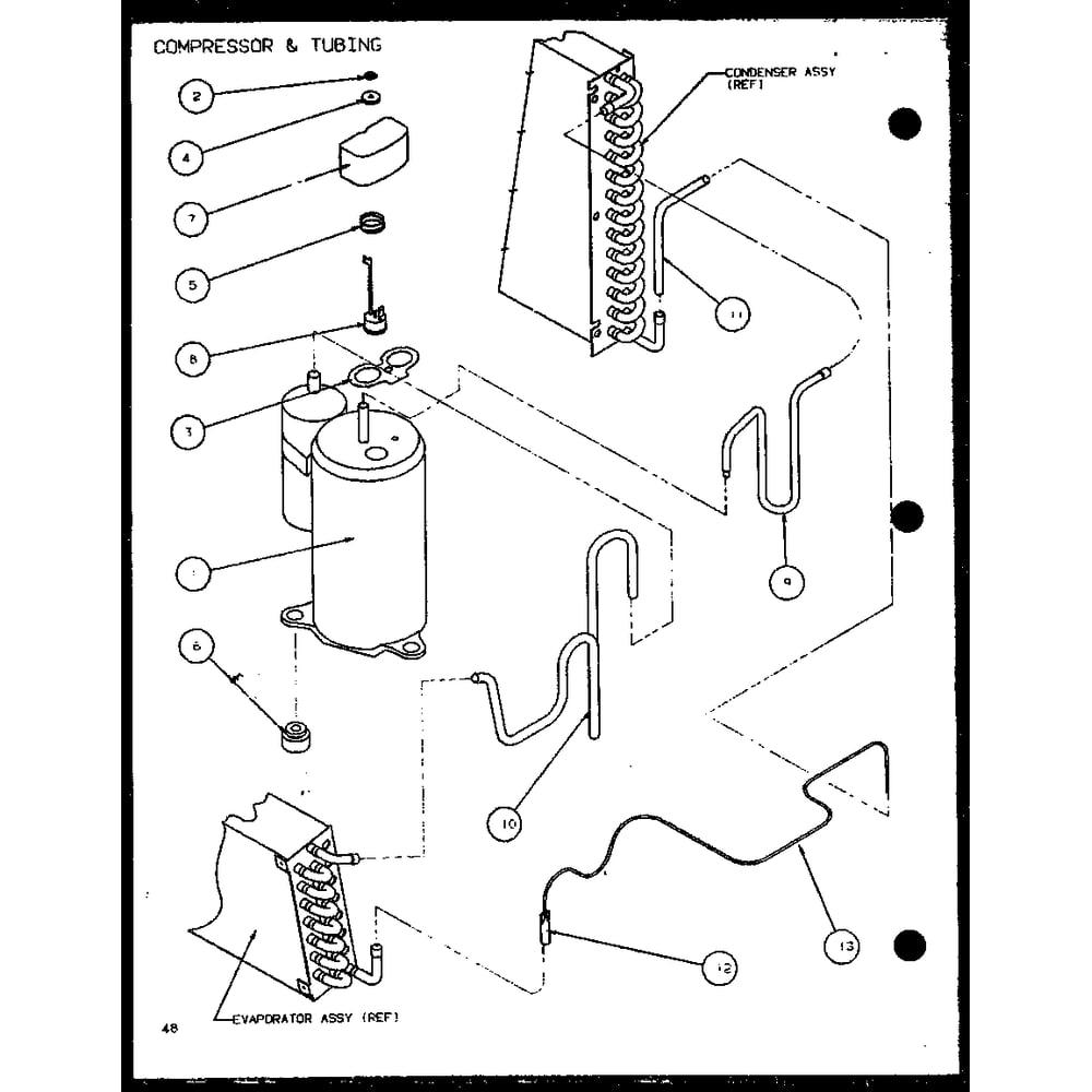 Compressor & Tubing 2 Diagram and Parts List for PTC07300ER P9812501R Amana Air Conditioner