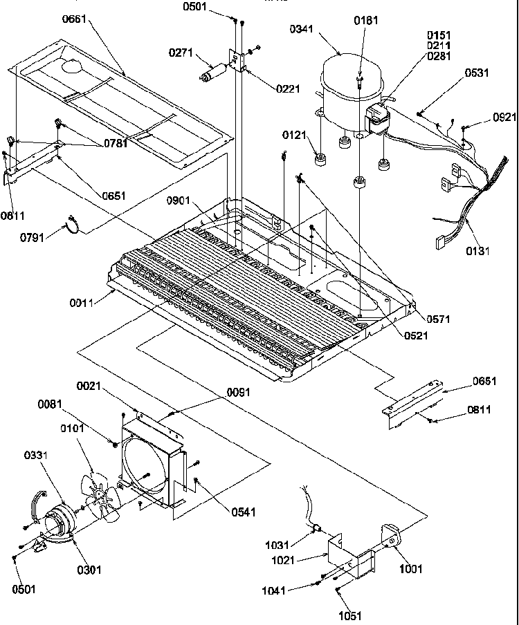 Machine Compartment Diagram and Parts List for SRD526TW-P1313401WW  Amana Refrigerator