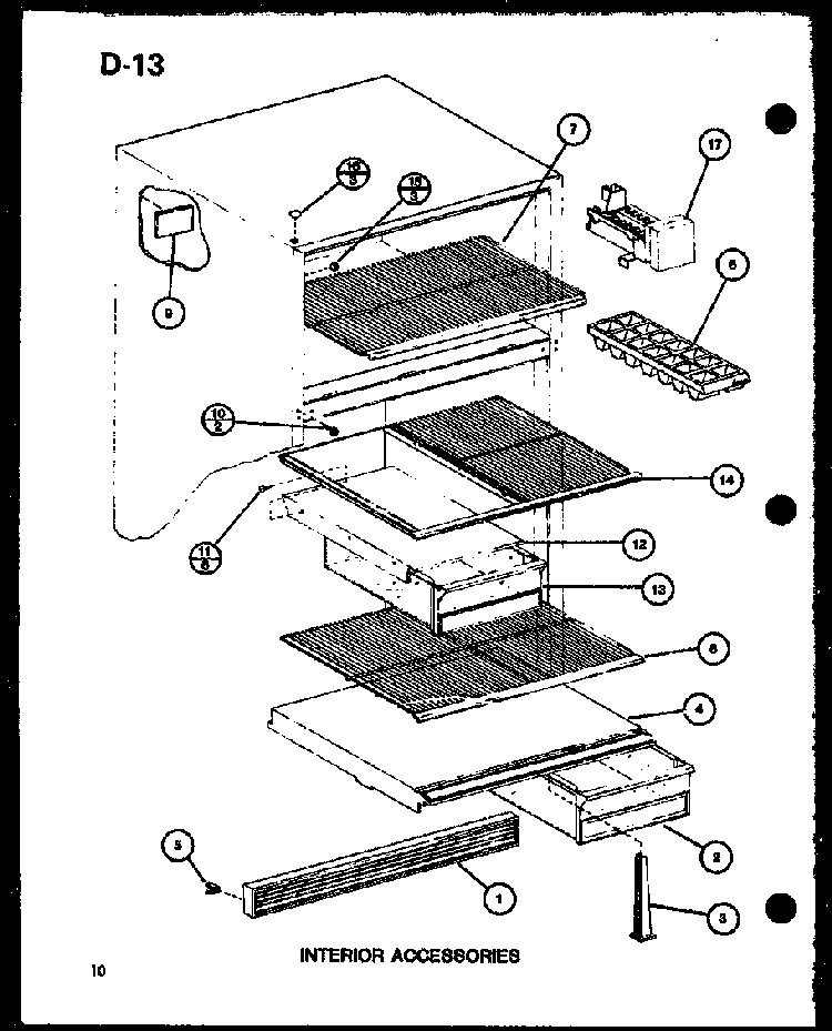 Interior Accessories Diagram and Parts List for TC18G-P76512-5W  Amana Refrigerator