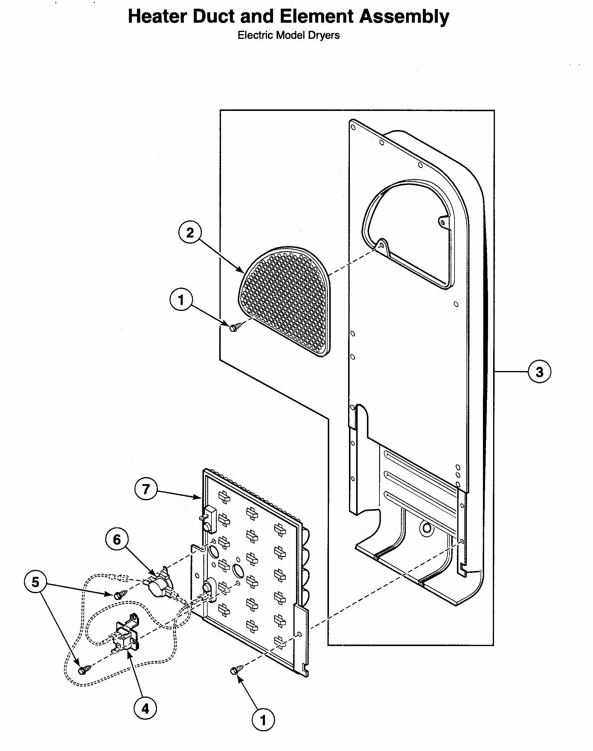 Heater Assy Diagram and Parts List for LTZA9AWN0902  Speed Queen Washer Dryer Combo
