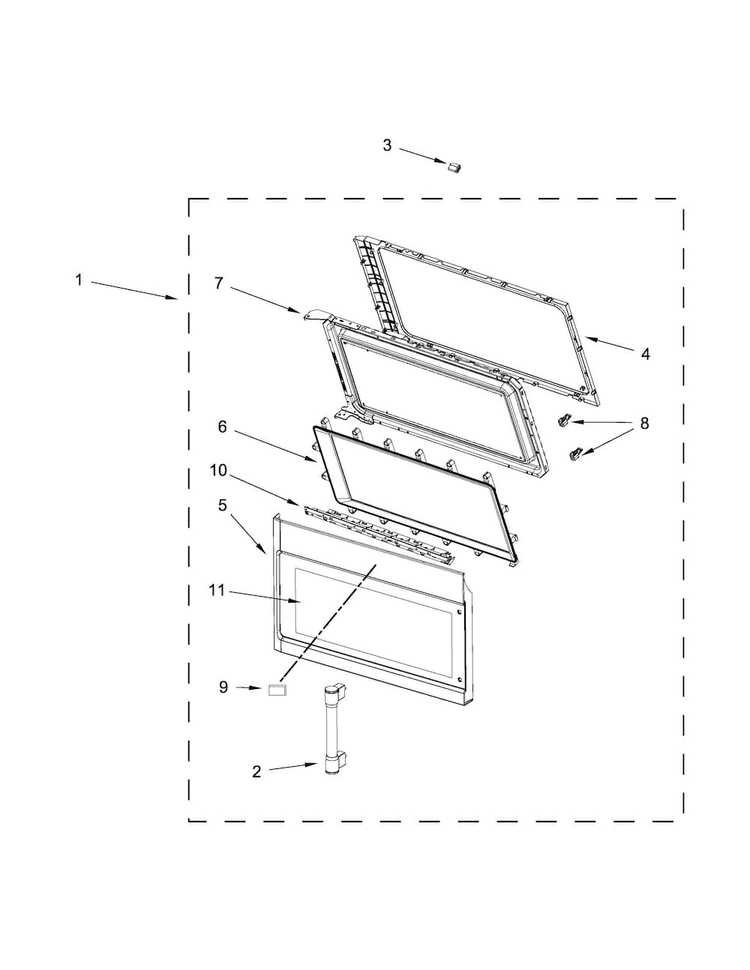 Door Parts Diagram and Parts List for MMV4205DB1  Maytag Microwave