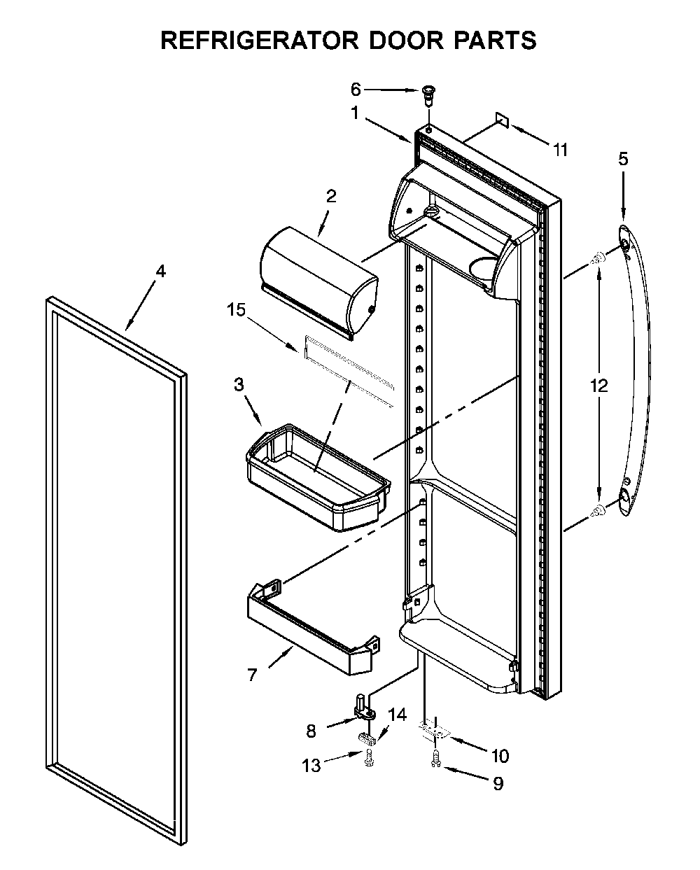 Refrigerator Door Parts Diagram and Parts List for 1064651759714  Kenmore Refrigerator