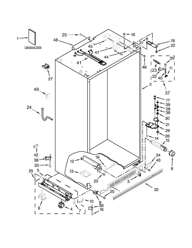 Cabinet Parts Diagram and Parts List for JS48PPDUDE00  Jenn-Air Refrigerator