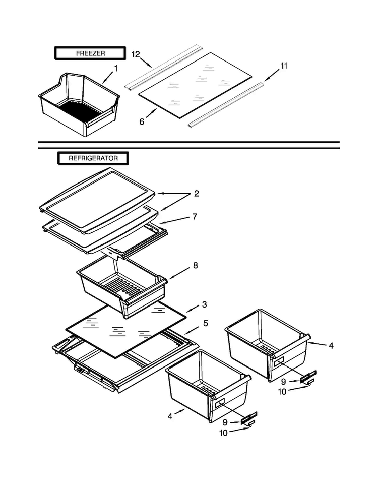 Shelf Parts Diagram and Parts List for M8RXEGMAS01  Maytag Refrigerator