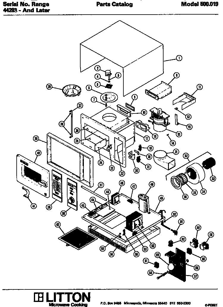 Section 25 Diagram and Parts List for 70 0502 Amana Microwave