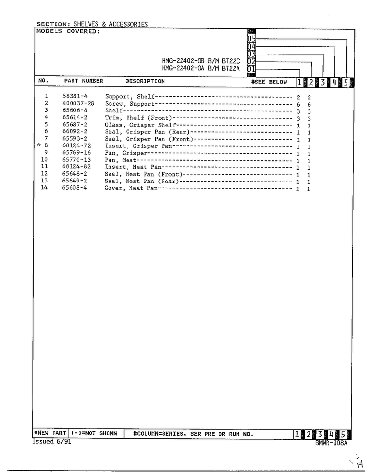 Shelves And Accessories Page 2 Diagram and Parts List for 22402-0B  Admiral Refrigerator