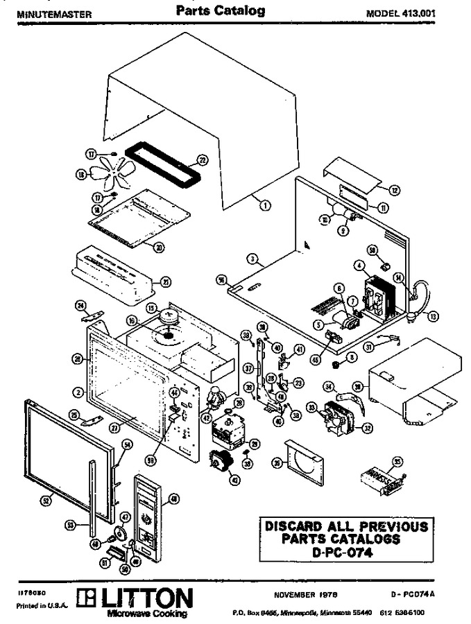 Page 1 Diagram and Parts List for 413001  Maytag Microwave
