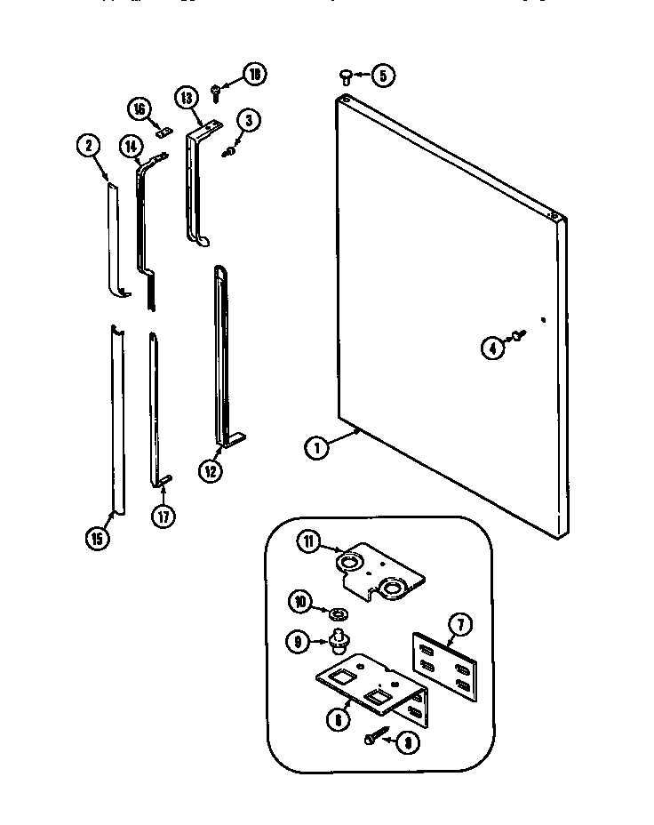 Fresh Food Outer Door Diagram and Parts List for MTF2155BRN  Maytag Refrigerator