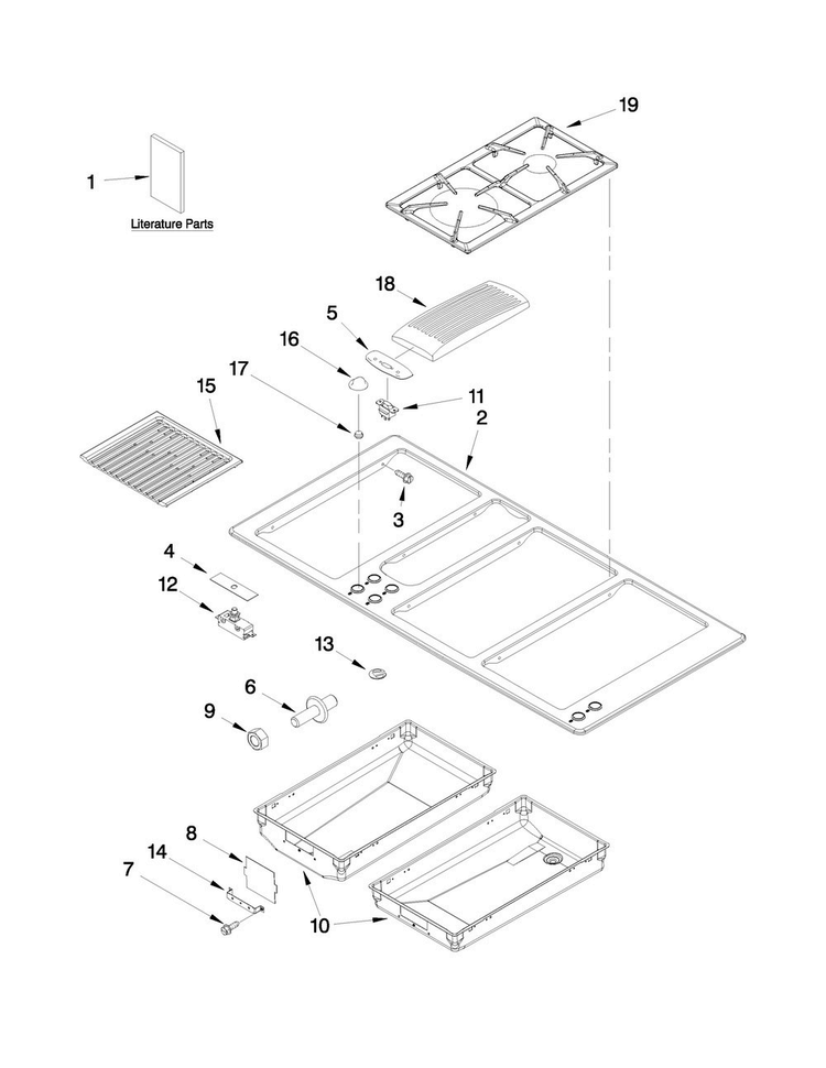 Cooktop Parts Diagram and Parts List for JGD8345ADB22  Jenn-Air Cooktop