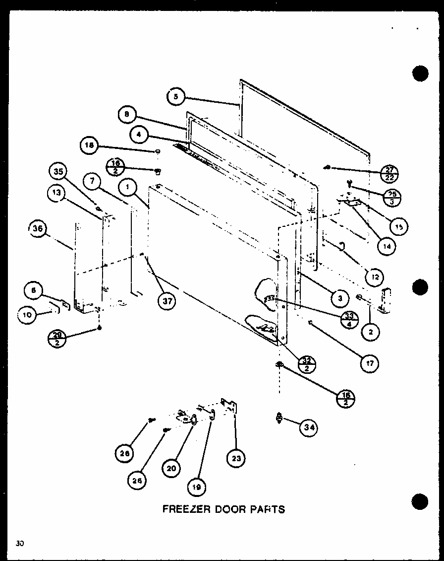 Freezer Door Parts (tm20m/p7859216w) (tm20m/p7859217w) Diagram and Parts List for TM18M-P7859213W  Amana Refrigerator