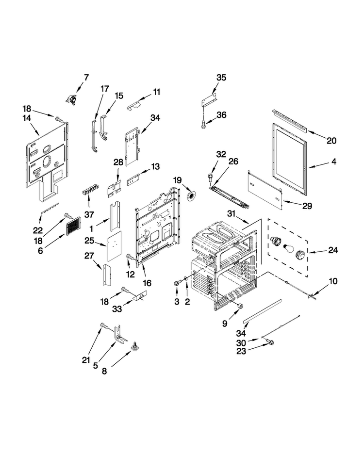 Chassis Parts Diagram and Parts List for MET8665XW00  Maytag Range