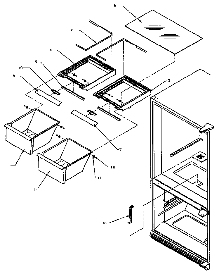 Crisper Compartment Diagram and Parts List for BX22A5L-P1182302WL  Amana Refrigerator