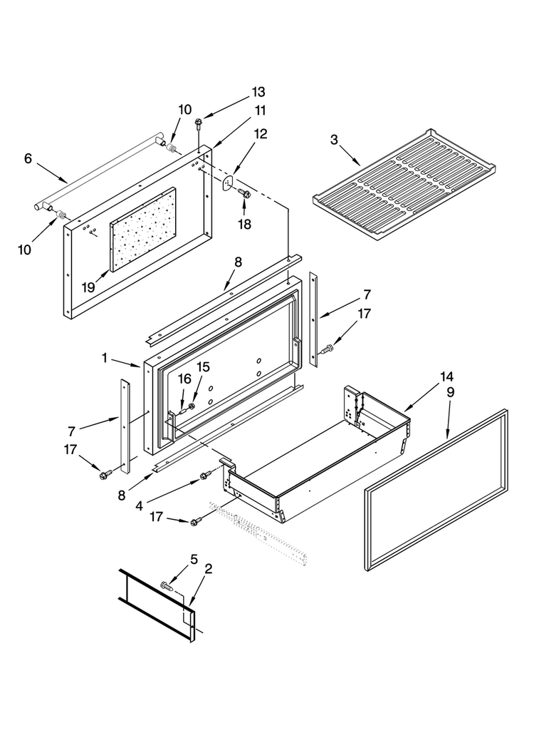 Freezer Door And Basket Parts Diagram and Parts List for JB36SEFXLB00  Jenn-Air Refrigerator