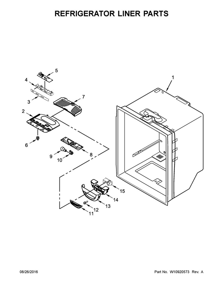 Refrigerator Liner Parts Diagram and Parts List for MBF1958FEB00  Maytag Refrigerator
