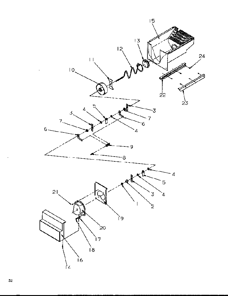 Crushed Ice Bucket Diagram and Parts List for SRD325S5W-P1199401WW  Amana Refrigerator