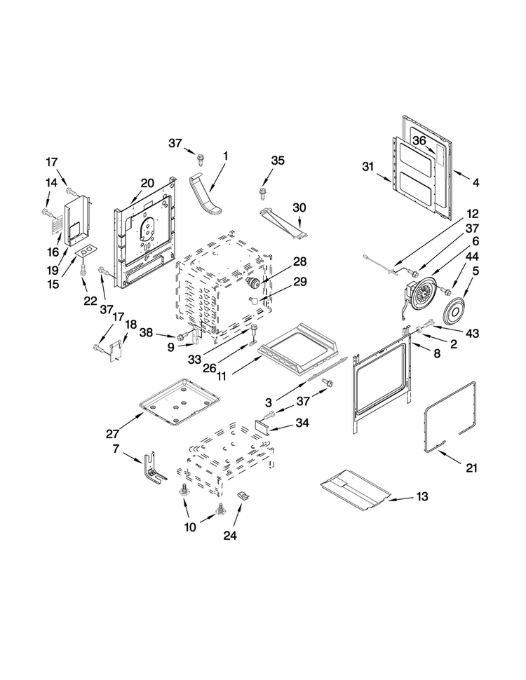 Chassis Parts Diagram and Parts List for MGR5875QDQ1  Maytag Range