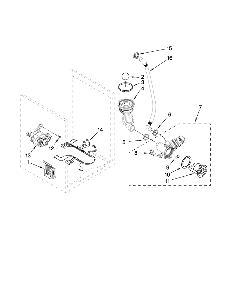Pump And Motor Parts Diagram and Parts List for MHWE500VW12  Maytag Washer